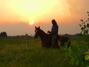 Reiter vor Sonnenuntergang